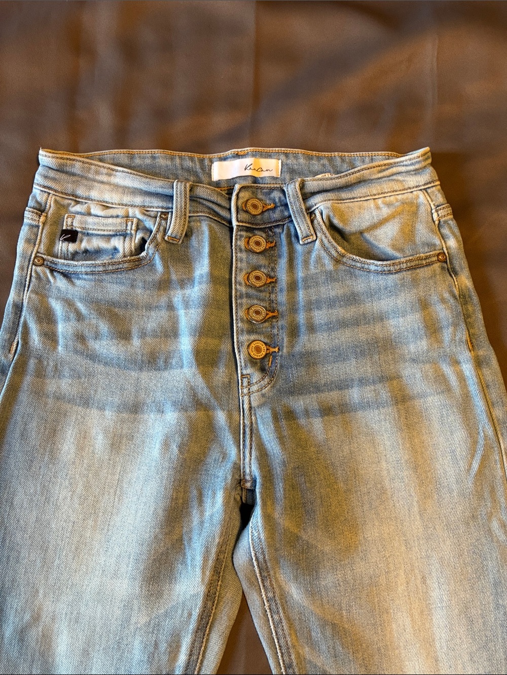KanCan Light Blue High-Rise Button-Fly Jeans